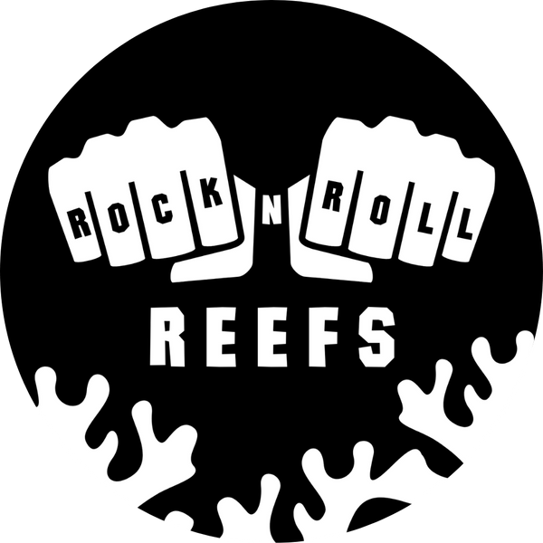 Logo with 'Rock N Roll Reefs' text on a black background